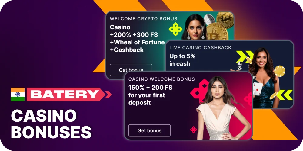 Batery bonuses for Casino players