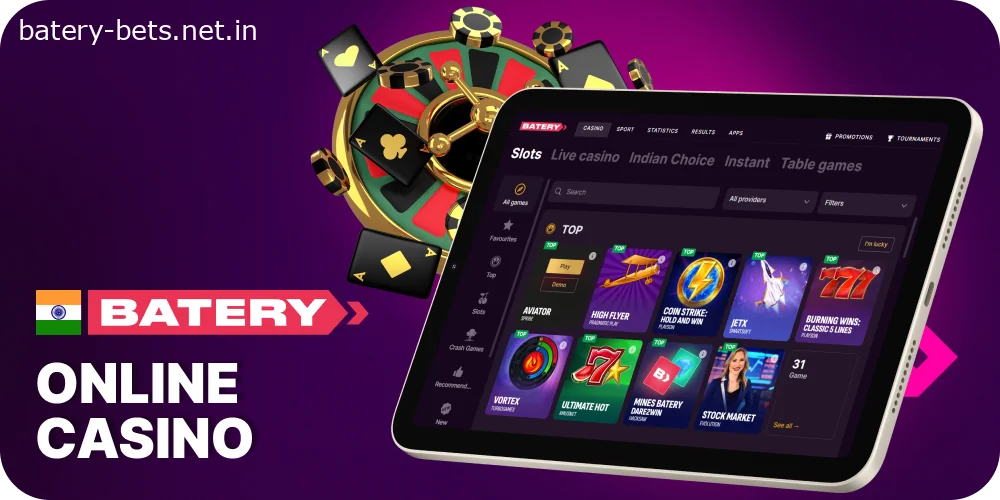 Play casino games at Batery in India